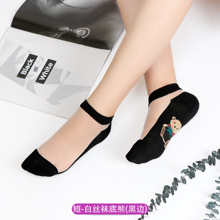 袜子女薄款 玻璃袜 水晶袜卡通耐磨隐形透明丝袜短筒棉底防臭防热卖