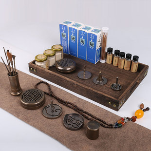 纯铜发黑打香篆套装香道工具用具沉香香粉打拓隔火空熏炉大香薰