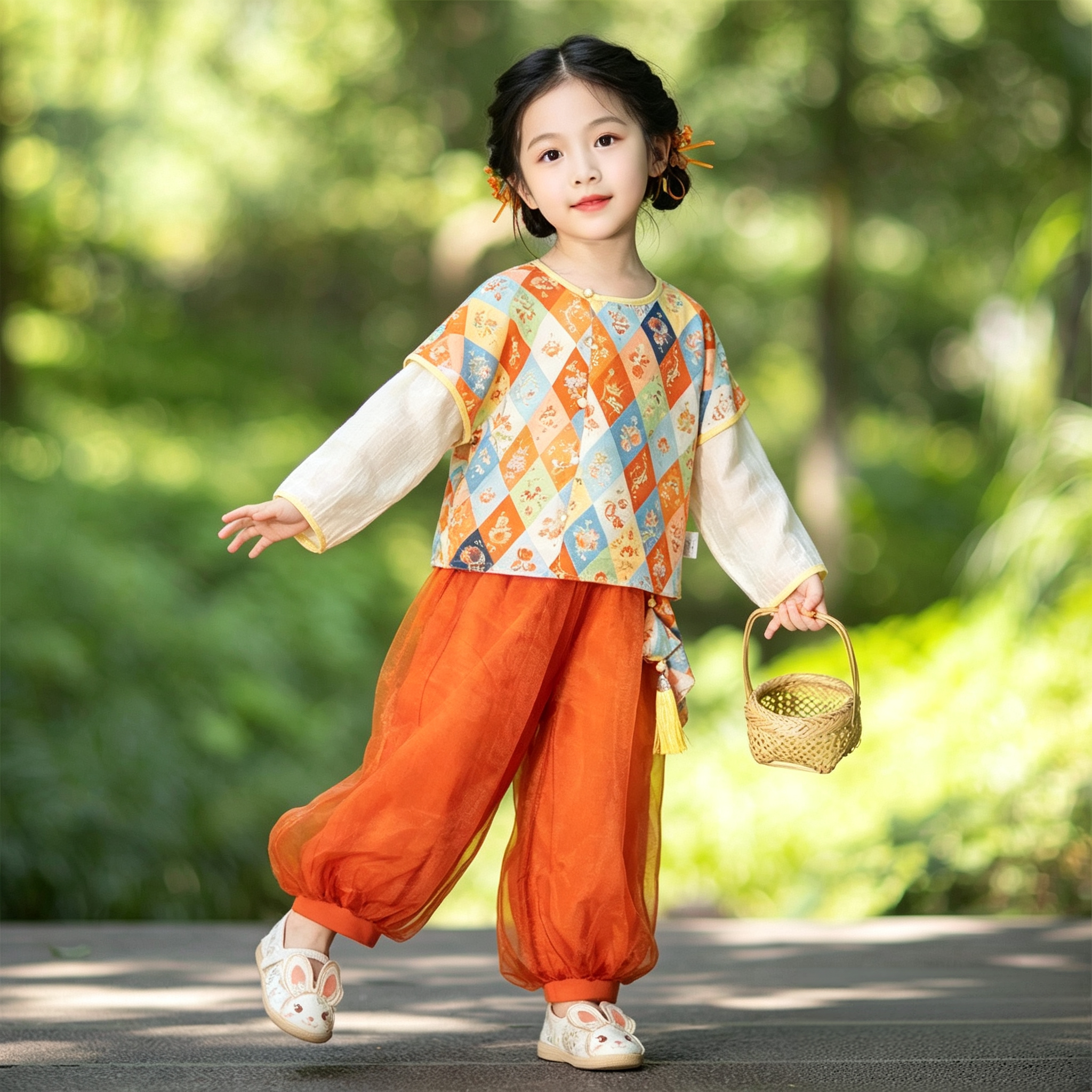 汉服女童2026秋季新款儿童新中式裤子套装女孩绝美古风两件套唐装