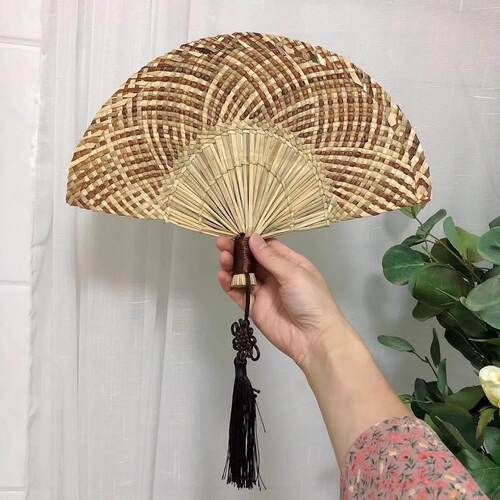 灯芯草扇子菁扇工艺扇民俗工艺品夏季老式手摇扇编织驱蚊扇乘凉扇