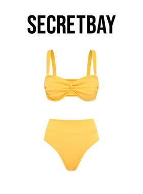 SECRETBAY 螺纹蝴蝶结网红分体泳衣三角性感聚拢大小胸高级比基尼