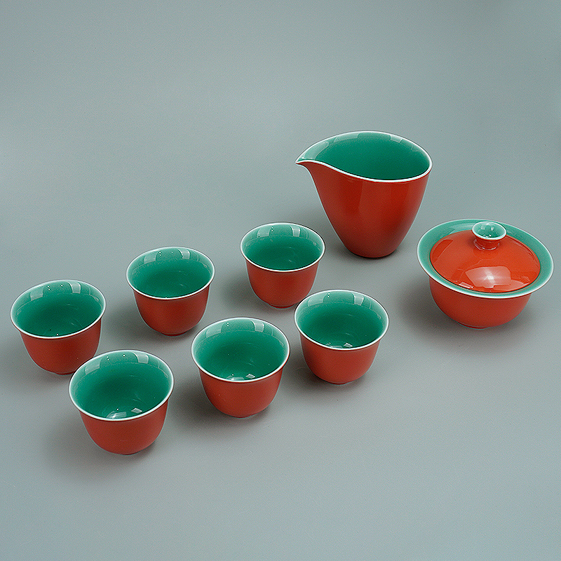 瓷恒堂故宫红陶瓷盖碗功夫茶具