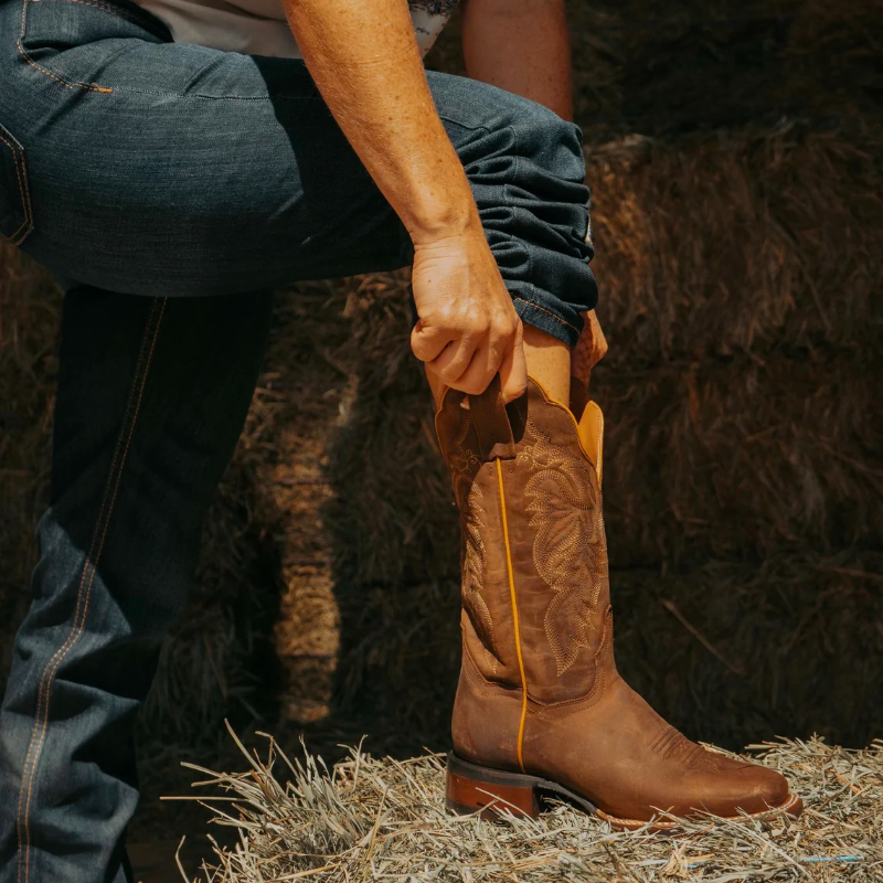 Dan Post女靴2025秋季新款美式复古方头粗跟手工西部牛仔靴中筒