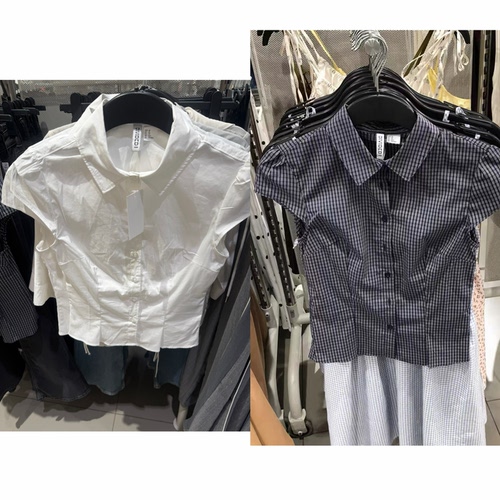 H家全新不退不换1334113 新品少女棉质柔软百搭衬衫上衣