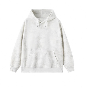 新款 潮牌炸街高 重磅加绒扎染连帽卫衣男春秋款 设计感小众外套美式