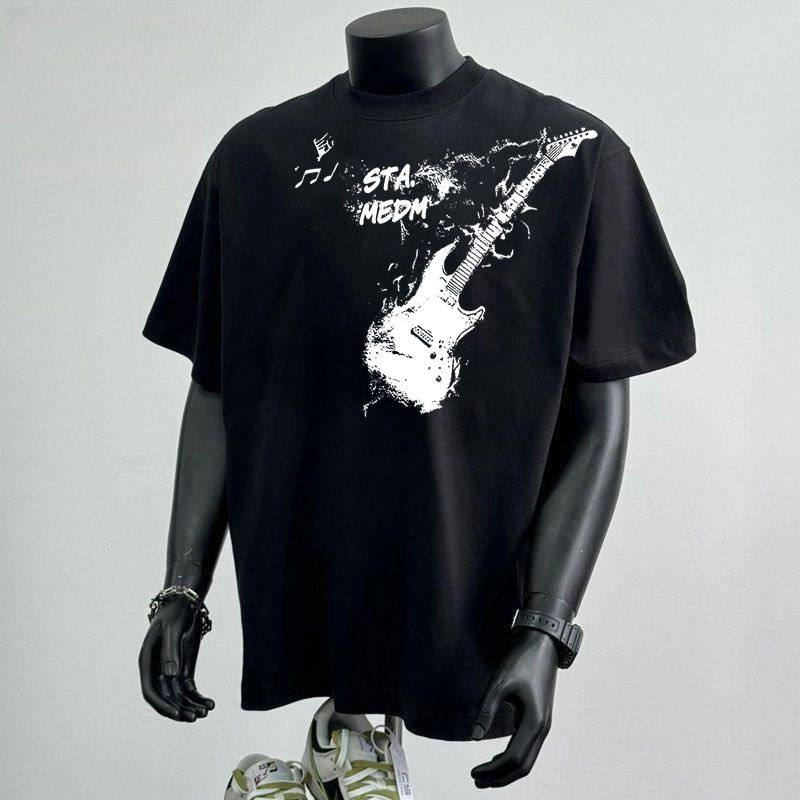 潮牌t恤男新款重磅短袖夏季欧美风设计感美式高街潮流印花纯棉T恤