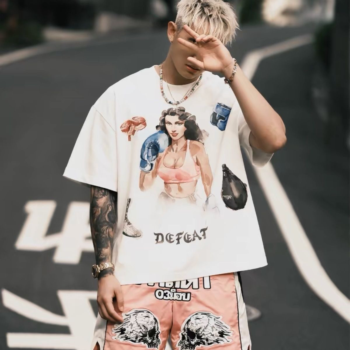 潮牌美式复古纯棉短袖T恤男