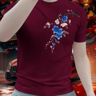 重磅弹力短袖 圆领大码 T恤男士 半截袖 体恤潮流印花 短T休闲时尚 新款