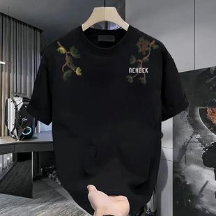 短袖 潮牌男士 爆款 创意印花夏季 男t恤 重磅纯棉圆领百搭上衣个性