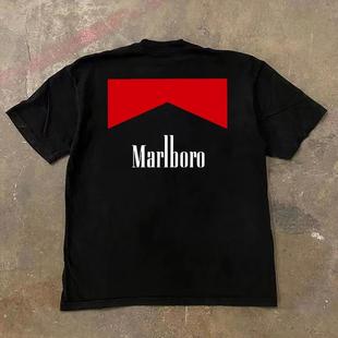 宽松休闲半袖 260g重磅潮款 男款 圆领纯棉短袖 百搭打底 万宝路夏季