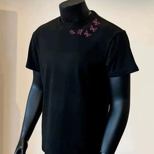 透气黑色T恤休闲百搭小圆领短袖 230克重磅纯棉短袖 时尚 个性 美式