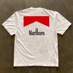 宽松休闲半袖 260g重磅潮款 男款 圆领纯棉短袖 百搭打底 万宝路夏季