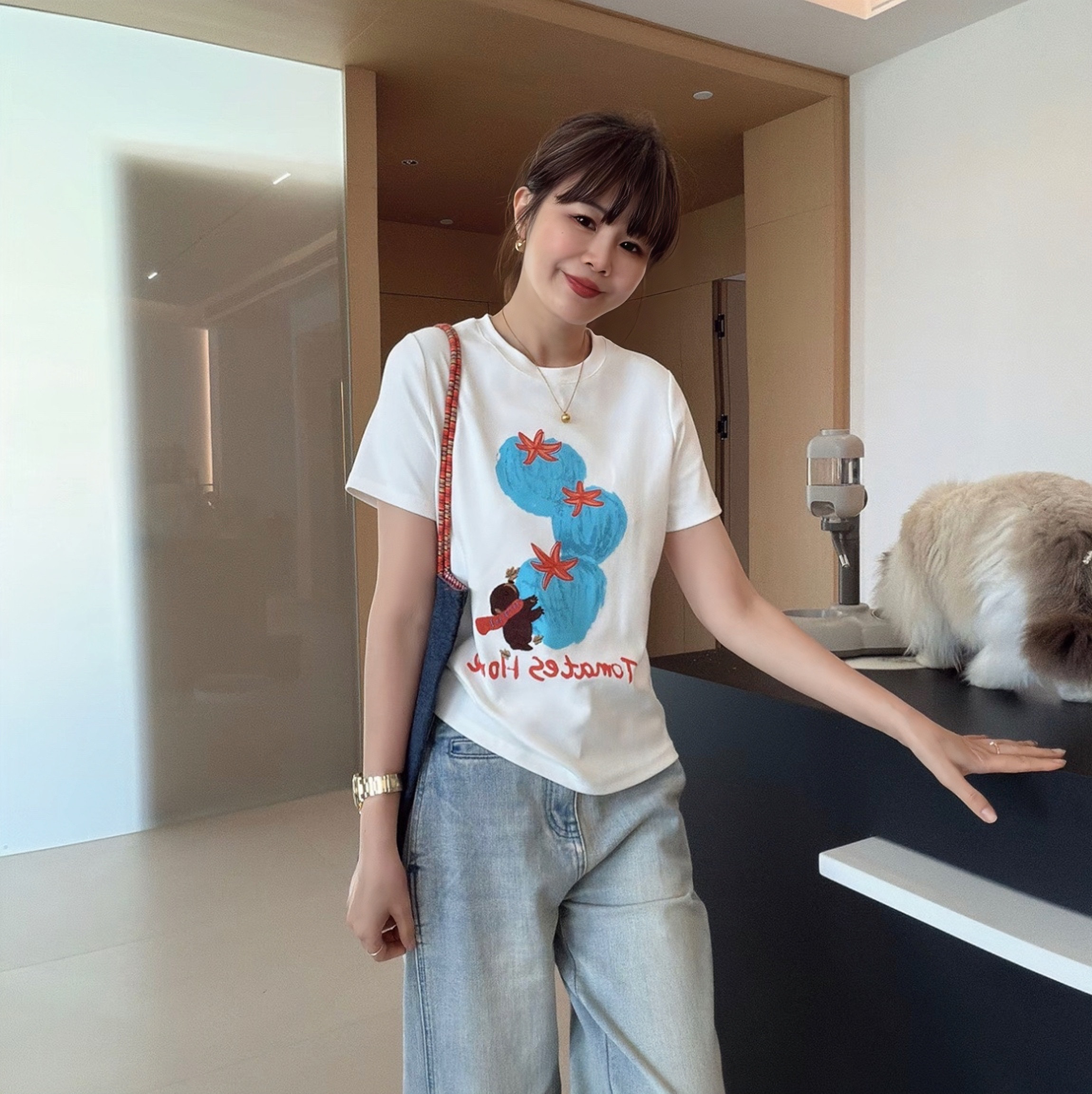 大码女装2026夏季新款胖MM考拉刺绣番茄字母圆领正肩短袖T恤上衣