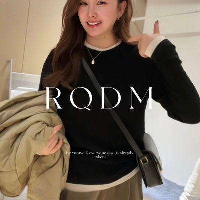 休闲百搭撞色拼接显瘦正肩长袖T