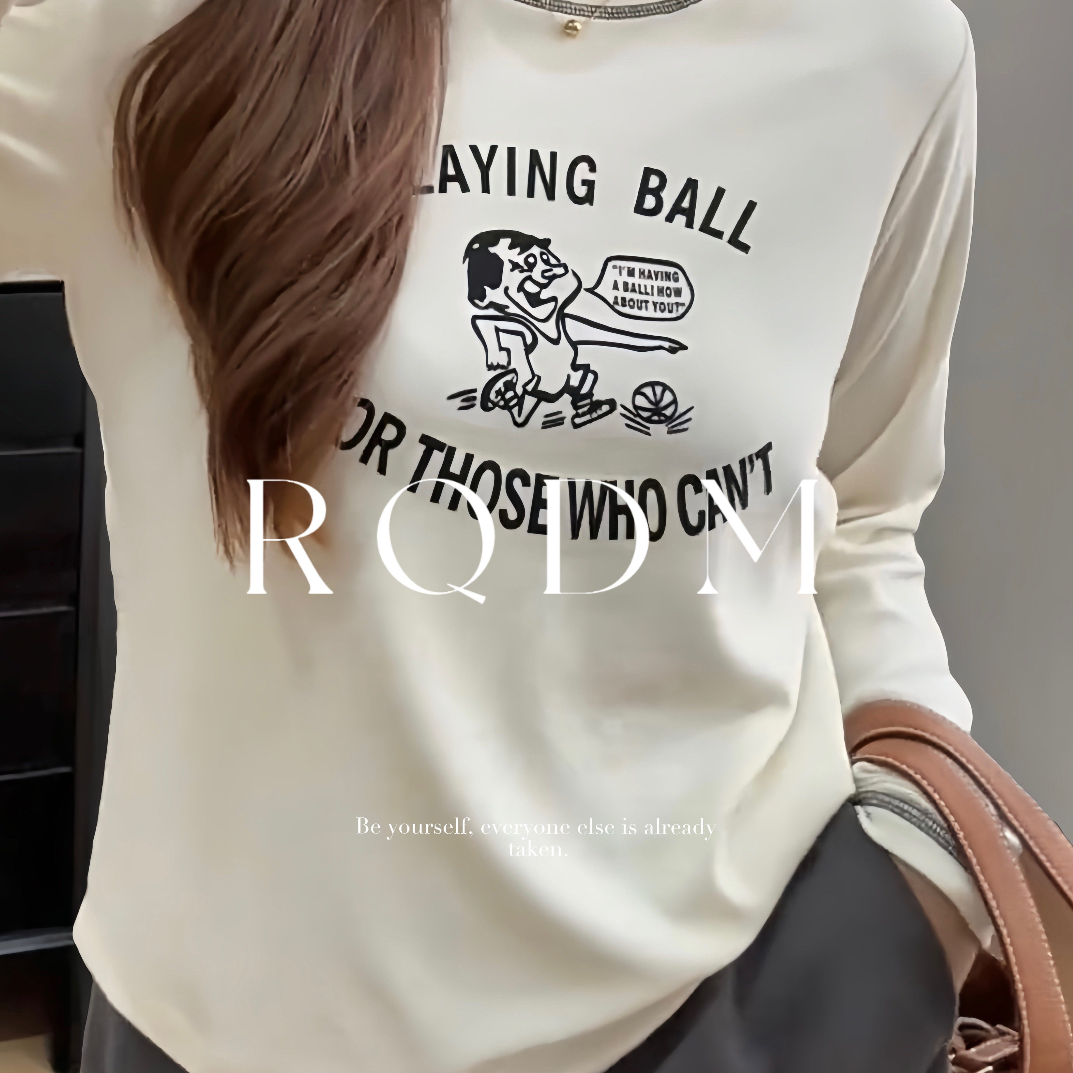 大码女装2025秋冬新款胖MM字母印花显瘦内搭圆领正肩长袖T恤上衣,女装/女士精品,T恤,淘宝优惠券,粉丝福利购,淘宝优惠卷