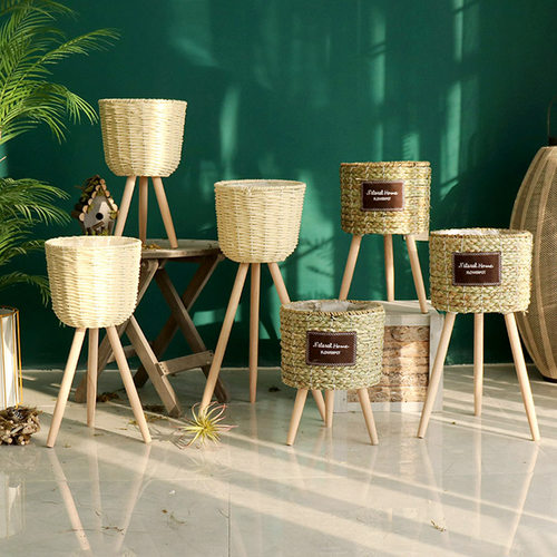 花篮绿萝编藤编北欧客厅装饰