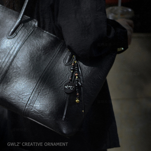 Tashi Delek|创意无事珠背包挂件牛皮复古高级感小众定制刻字黑檀