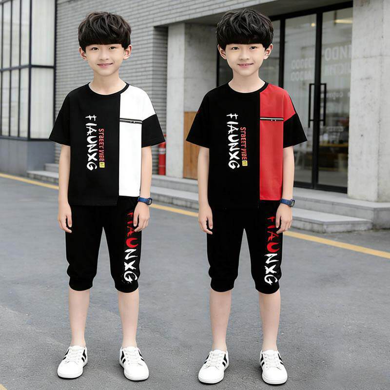 儿童装男童夏装套装2026新款中大童男孩夏款短袖T恤两件套韩版潮