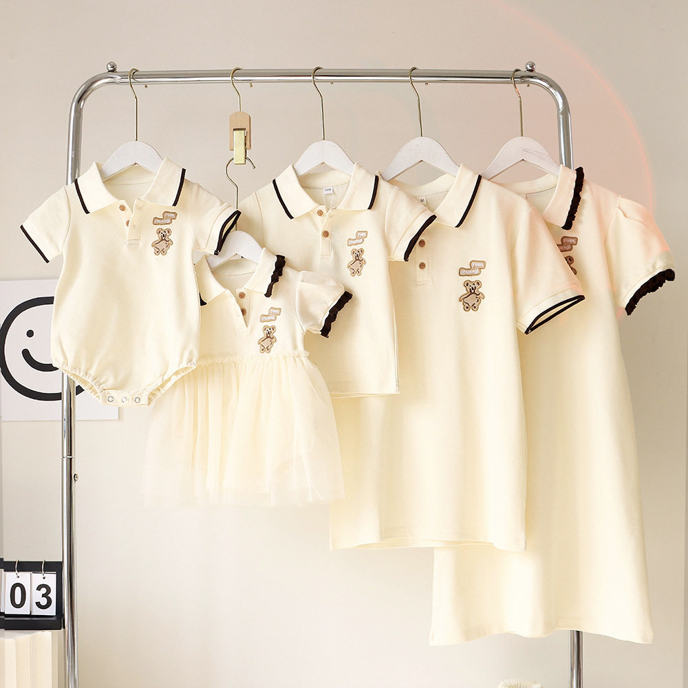 亲子装一家四口装夏季Polo衫婴儿满月百天周岁拍照母女裙短袖T恤,童装/婴儿装/亲子装,亲子装/亲子时装,淘宝优惠券,粉丝福利购,淘宝优惠卷
