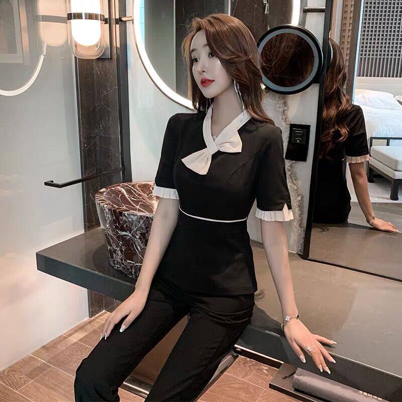 美容师工作服女中式长裤套装spa养生馆会所足浴疗店技师工衣短袖