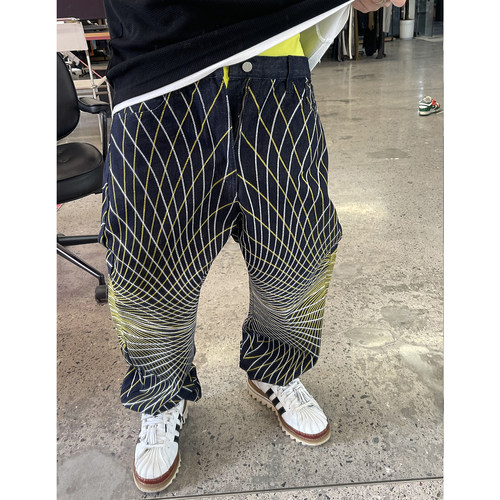 Medaigual万针刺绣丹宁牛仔裤