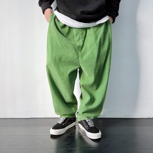 男情侣纯色灯芯绒灯笼裤 Medaigual 哈伦裤 纯色街头宽松休闲裤 大码