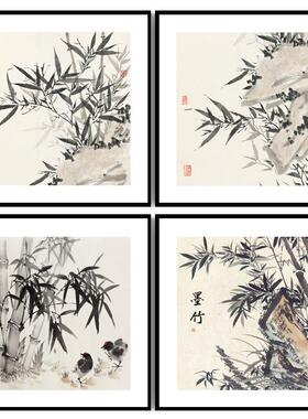 竹子牡丹国画中式风格