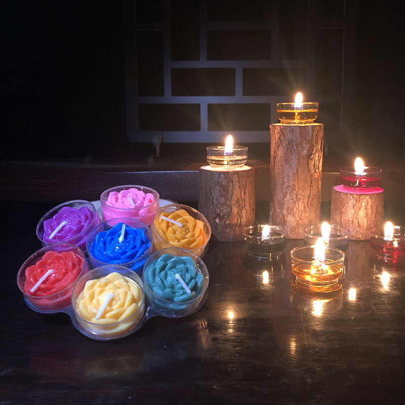 4小时无烟蜡烛莲花七彩色供佛灯