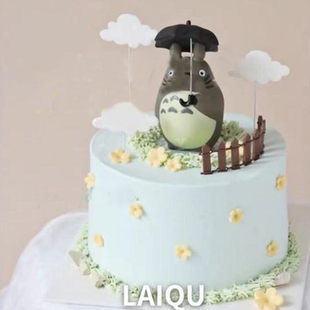 蛋糕装饰摆件龙猫蛋糕摆件打伞龙猫公仔手办日本动漫蛋糕装扮玩偶