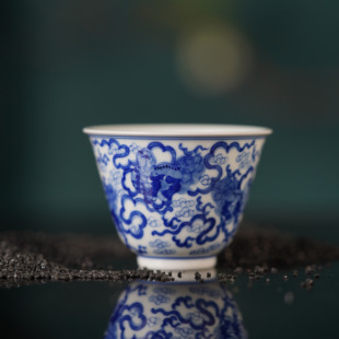 觉山隐窑狮子纹铃铛杯景德镇陶瓷高端茶具