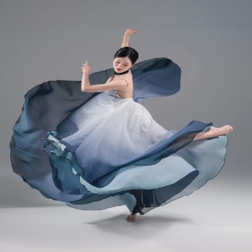 1080度渐变舞蹈半身裙现代练功裙