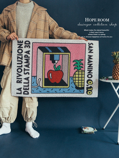 进门卡通抽象垫子入户门地垫家用蹭土刮泥门垫入门防滑丝圈脚垫子