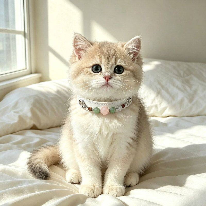 天然多宝水晶宠物项圈复古PU皮猫咪狗狗项链天然原石宠物脖圈项饰