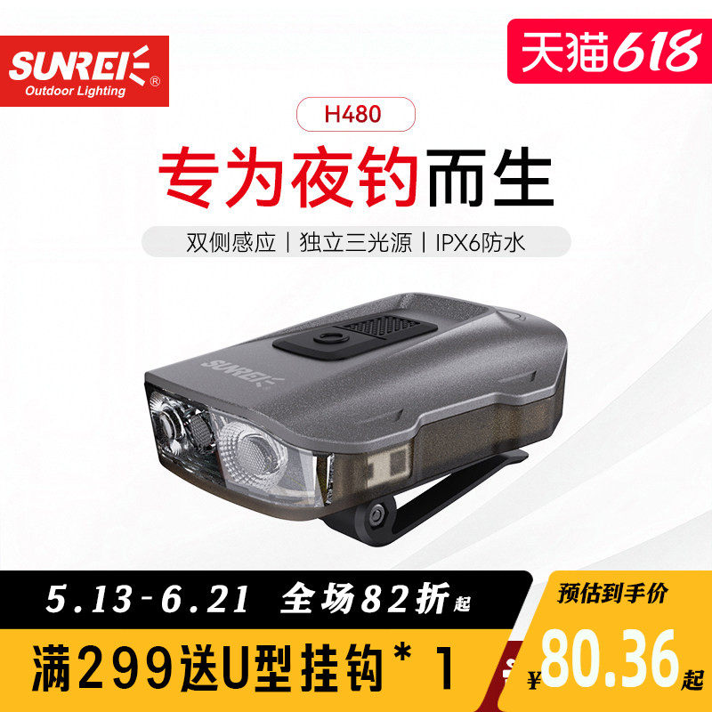 山力士智能感应帽夹灯超亮夹帽头灯夜钓头灯帽檐灯超长续航夹帽灯
