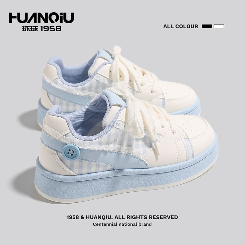 环球多巴胺女鞋2025秋季新款休闲百搭透气学生板鞋校服增高小白鞋