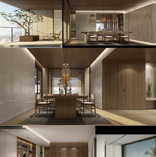 现代生态原木度假村酒店度假别墅室内装修设计CAD施工图3D效果图