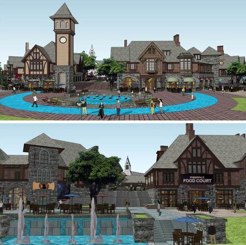 大场景欧洲小镇欧陆风情小区购物街商业街建筑景观草图大师SU模型