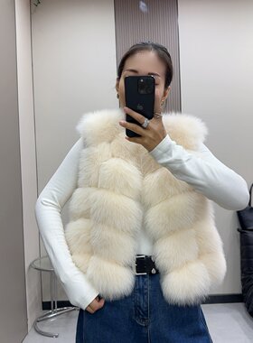 真狐狸毛皮草马甲坎肩皮草外套冬