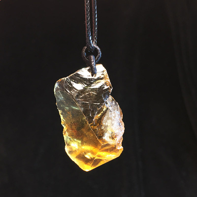 天然黄水晶吊坠暴力黄原石DIY