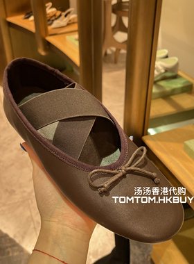 香港正品代购 PEDDER RED 25秋冬 蝴蝶结交叉松紧带圆头平底单鞋