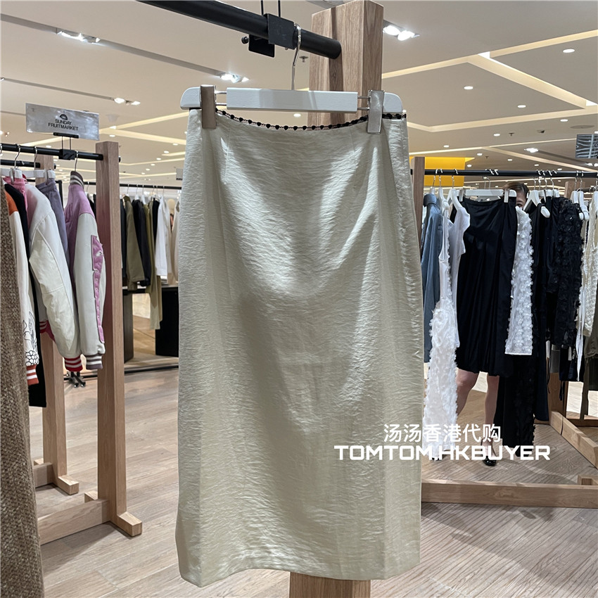 香港正品代购 Sienne 25秋冬 后开叉包臀直筒半身裙