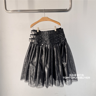 香港正品 25春夏 代购 Watanabe 单边扣褶半身裙 Junya 折扣