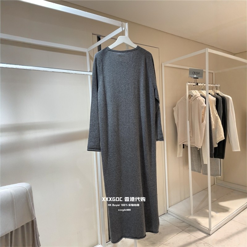 香港正品代购 Arch4 25春夏 百搭纯色休闲宽松长袖针织连衣裙长裙