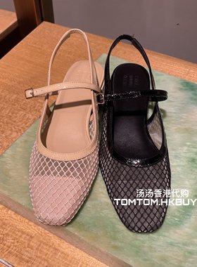 香港正品代购 Pedder red 25秋冬 一字带网面粗跟低跟包头凉鞋