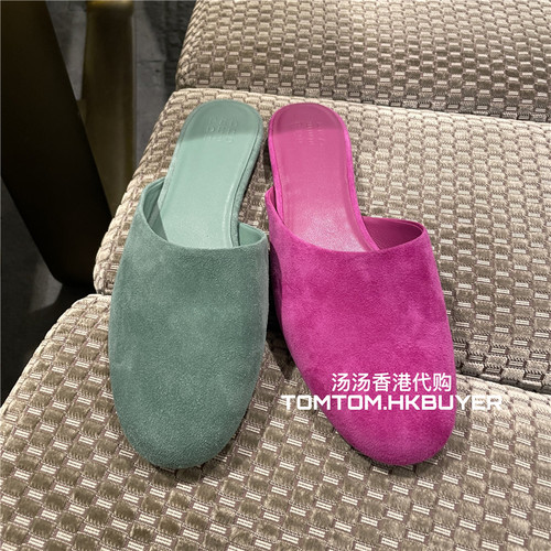 汤汤香港 PEDDER RED 26秋冬 绒面革包头平底拖鞋