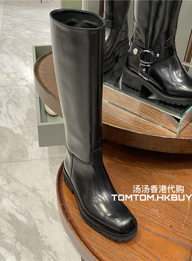 香港正品代购 Alberto Fasciani 25秋冬 皮革拉链粗跟高筒长靴