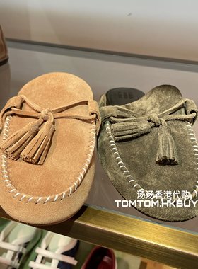 香港正品代购 PEDDER RED 25秋冬 流苏缀饰绒面革包头平底拖鞋