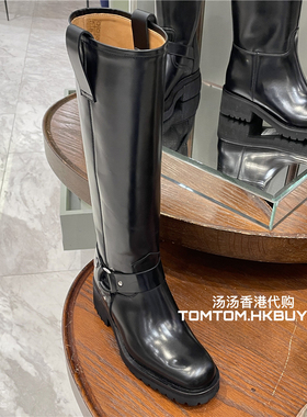 香港正品代购 Alberto Fasciani 25秋冬 搭扣粗跟高筒皮长靴