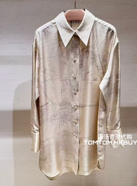 香港正品代购 Rohe 26春夏 印花宽松时尚休闲长袖衬衫