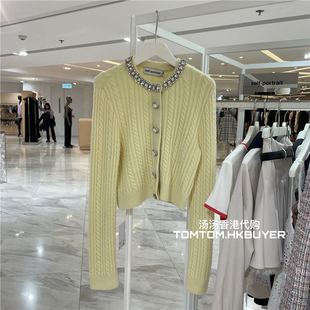 香港正品代购 Self Portrait 25秋冬 钉珠圆领长袖针织开衫